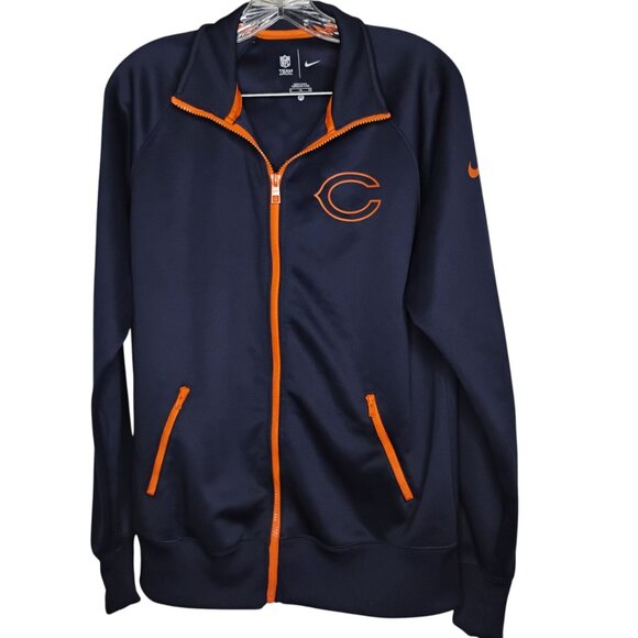 Nike Chicago Bears Women's Jacket Full Zip Fitted Track Navy Orange Like New XL - Picture 2 of 11